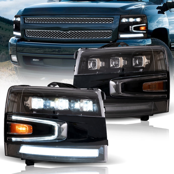 VLAND LED Headlights For Chevrolet Silverado 1500/2500/3500 2nd Gen 2007-2013 with Welcome Lights