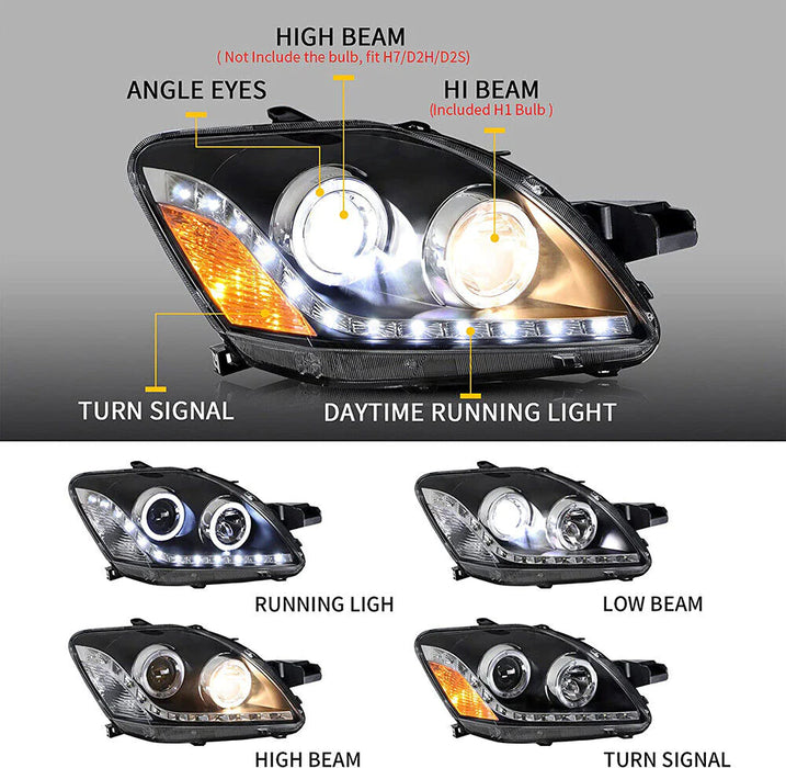 VLAND LED Projector Headlights For Toyota Yaris / Vios / Belta Sedan 2007-2012 (Second Generation / 2nd Gen XP90)