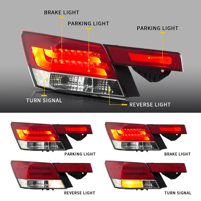 VLAND Tail Lights 4PCS For Honda Accord Inspire 8th Gen 4-Dr Sedan 2008-2012