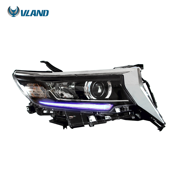 VLAND Headlights For Toyota Land Cruiser Prado 2017-UP Normal / With Demon Eyes [startup-blue light] [MOQ:200]