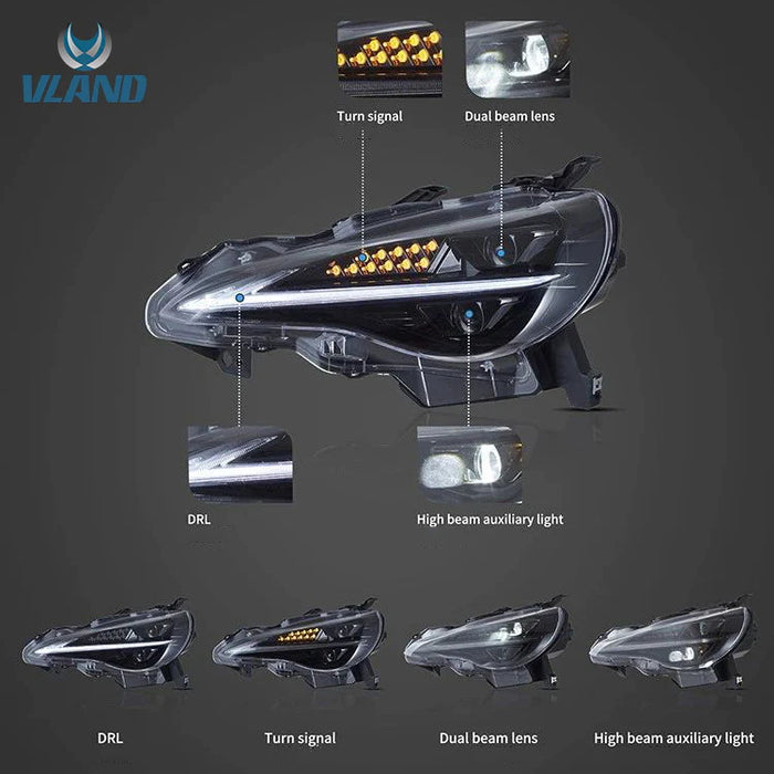 VLAND LED Projector Headlights For Toyota 86/Subaru BRZ/Scion FR-S First Gen ZN6/ZC6 2012-2020