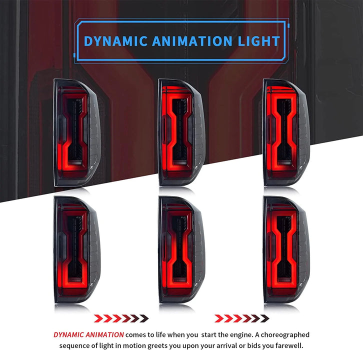 VLAND LED Tail Lights For Toyota Tundra 2014-2020 with Startup Animation DRL Rear Lamps Smoked