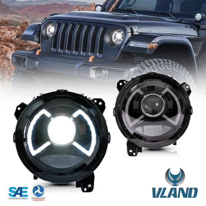 VLAND 9 Inch LED Headlights For Jeep Wrangler JL Fourth Generation & Gladiator 2018+