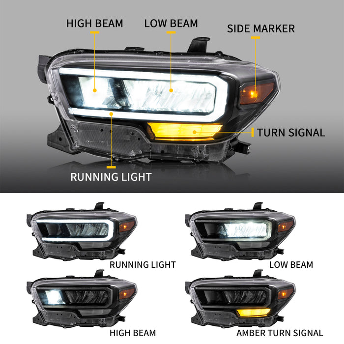 VLAND Full LED Headlights For Toyota Tacoma N300 3rd Gen 2015-2024 [DOT. SAE.]