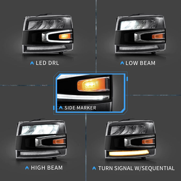VLAND Headlights For Chevrolet Silverado 1500/2500HD/3500HD 2007-2013 - VLAND VIP