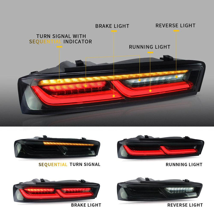 VLAND LED Taillights For Chevrolet Chevy Camaro 2016 2017 2018 with Sequential Switchback Turn Signal (Fit For American Models) - VLAND VIP