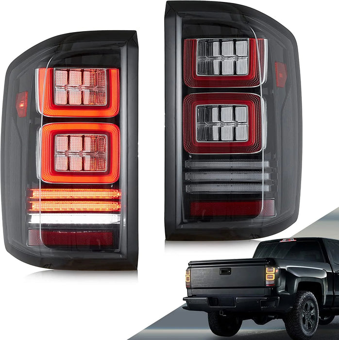 VLAND LED Tail Lights For Chevrolet Silverado 1500/2500/3500 3rd Gen 2014-2018 With Dynamic Welcome Lighting