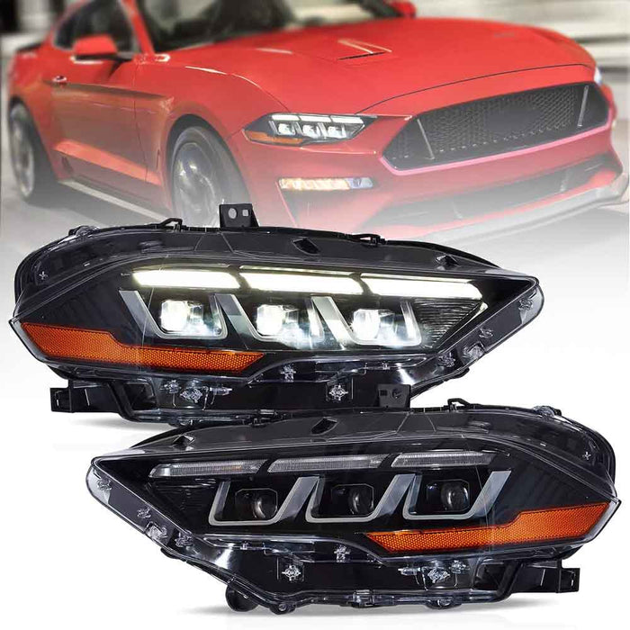 VLAND LED Dual Beam Headlights For Ford Mustang 2018-2024 With S650 Style [DOT.]