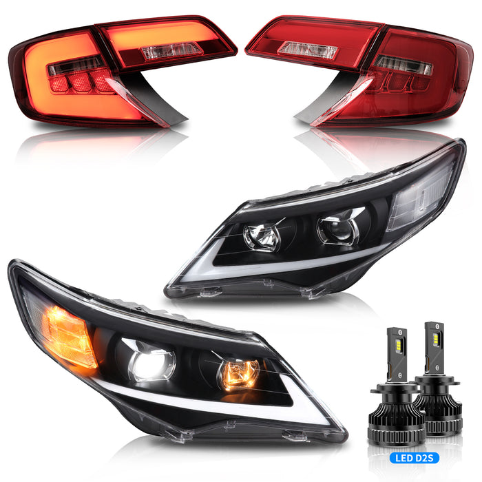 VLAND LED Headlights and Taillights Combo with Bulbs For Toyota Camry 2012-2014 XV50 7th Gen [DOT.]