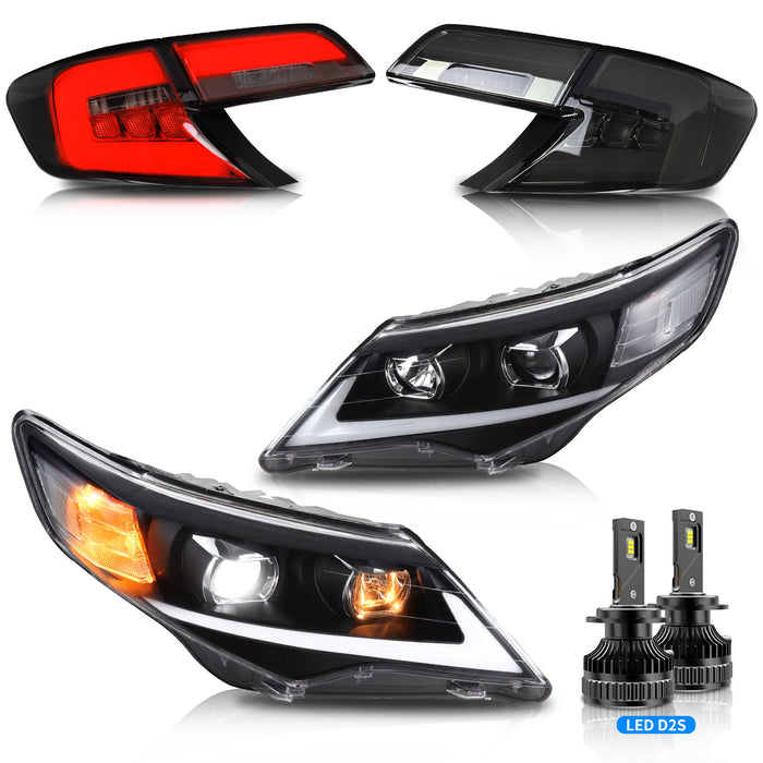 VLAND LED Headlights and Taillights Combo with Bulbs For Toyota Camry 2012-2014 XV50 7th Gen [DOT.]