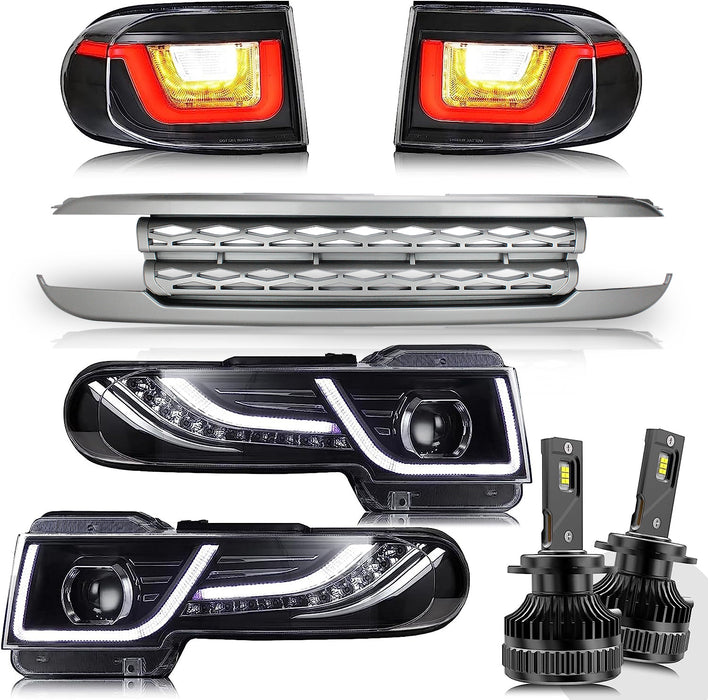 VLAND LED Headlights With Grille and Taillights with Bulbs For Toyota Fj Cruiser 2007-2015