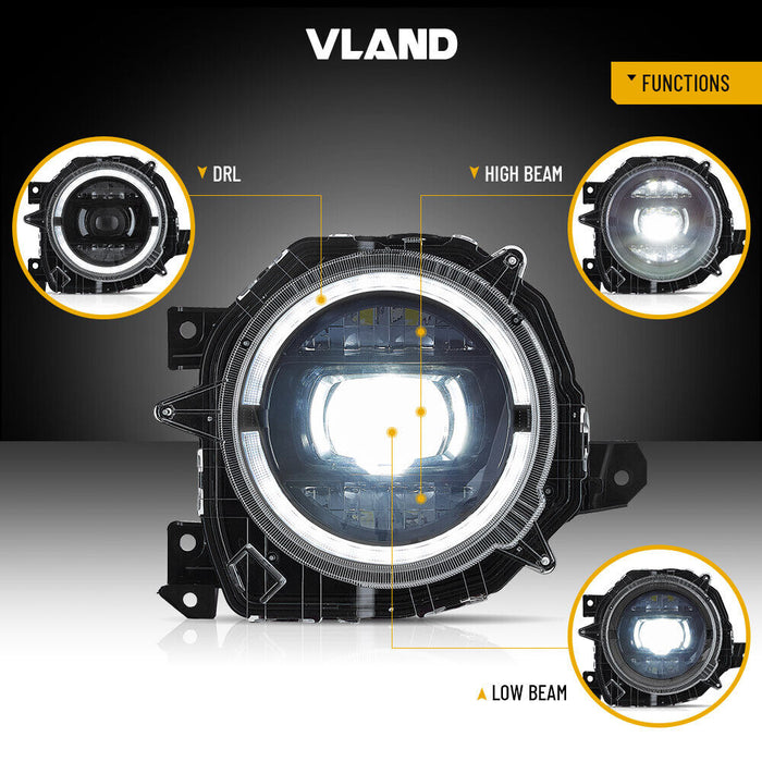 VLAND LED Dual Beam Headlights For Suzuki Jimny 2018-2023 With Start-up Animation