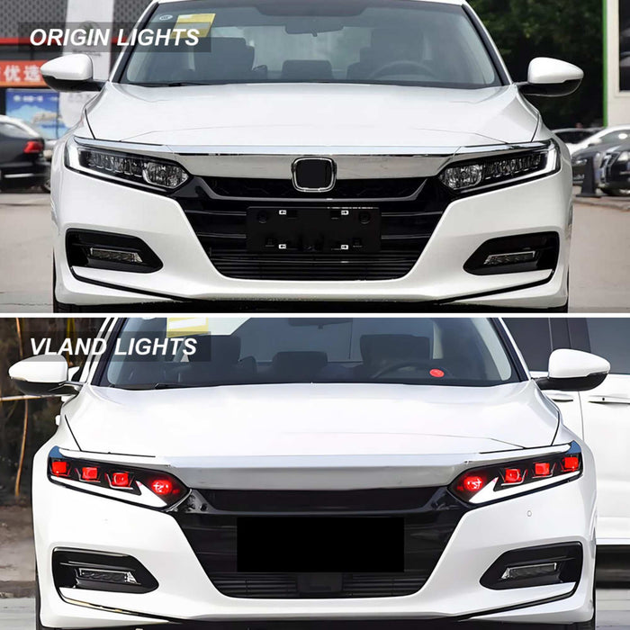 VLAND Full LED Headlights For Honda Accord 2018-2022 10th Gen With Blue Animation & Sequential