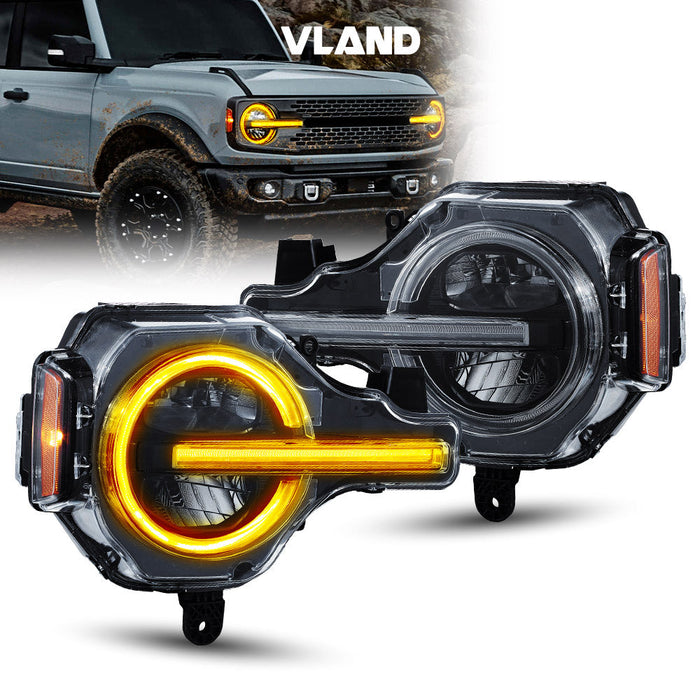 VLAND LED Headlights For Ford Bronco 2020-2024 [DOT.]