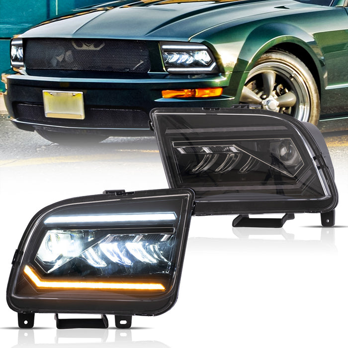 VLAND Projector Headlights For Ford Mustang 2005-2009 Front Lights Assembly [SAE. DOT.]