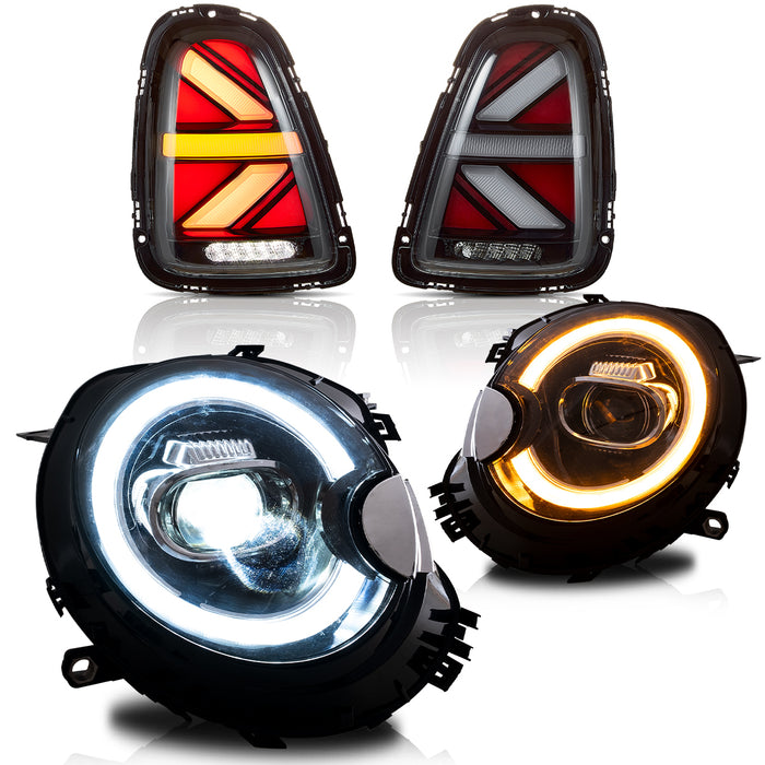 VLAND LED Headlights & Tail Lights For BMW Mini Cooper [Mini Hatch] R56 R57 R58 R59 2007-2013 Front And Rear Lamps Kits[E-MARK]