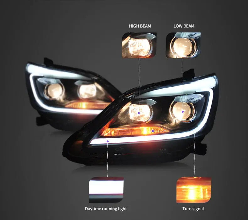VLAND Projector Headlights For Toyota Innova 2012-2015 1st Gen AN40 2nd Facelift Head Lamps