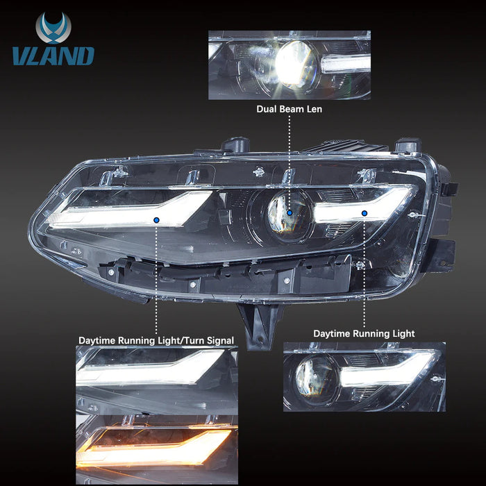 VLAND LED Headlights For Chevrolet Camaro 2019-UP 1LS/1LT/2LT/3LT/LT1 2Door RWD Coupe and Convertible