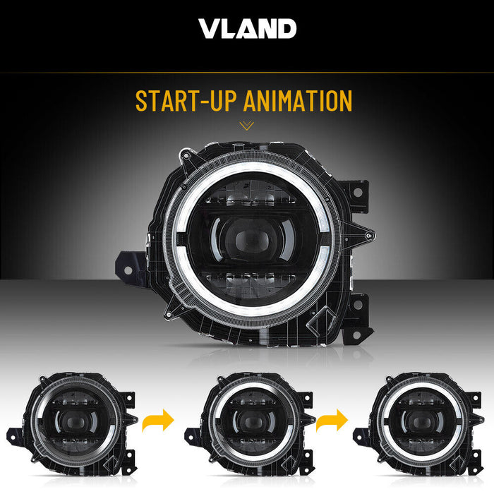 VLAND LED Dual Beam Headlights For Suzuki Jimny 2018-2023 With Start-up Animation