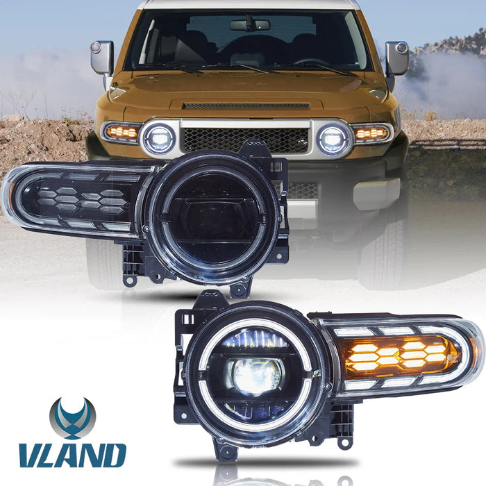 VLAND LED Headlights With Sequential DRL Side Lamps For Toyota Fj Cruiser 2007-2023