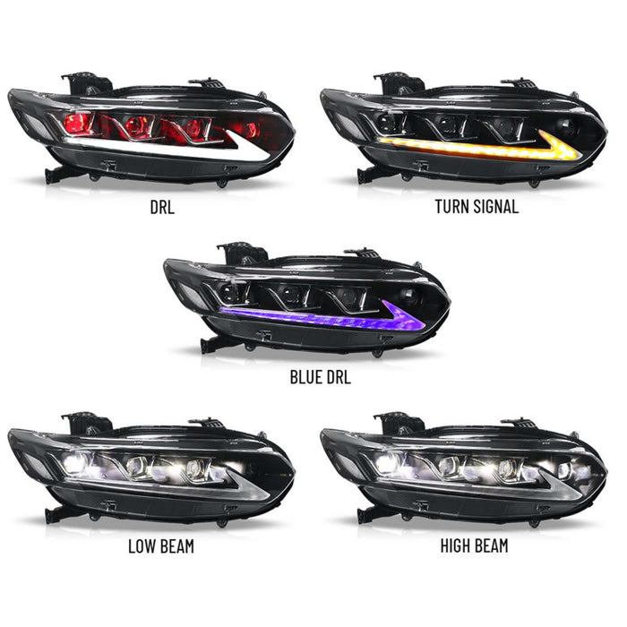 VLAND Full LED Headlights For Honda Accord 2018-2022 10th Gen With Blue Animation & Sequential