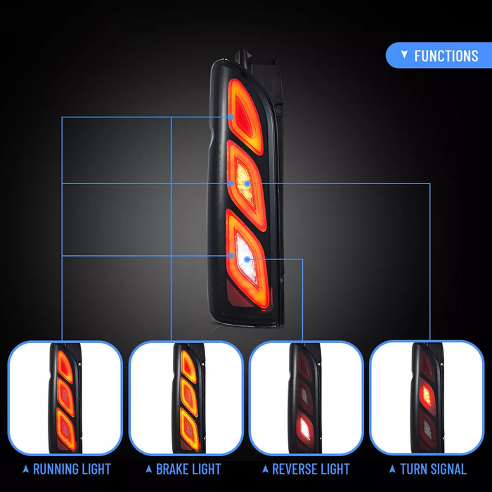 VLAND LED Tail Lights For Toyota Hiace 5th Gen (H200) 2005-2019 With Startup Animation