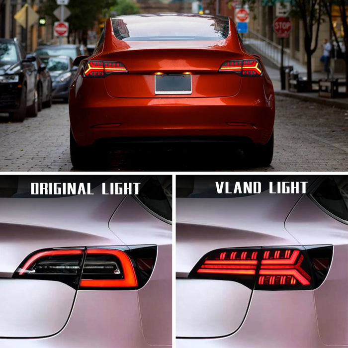 VLAND LED Taillights for Tesla Model 3 Model Y 2017-2022 With Sequential Indicators