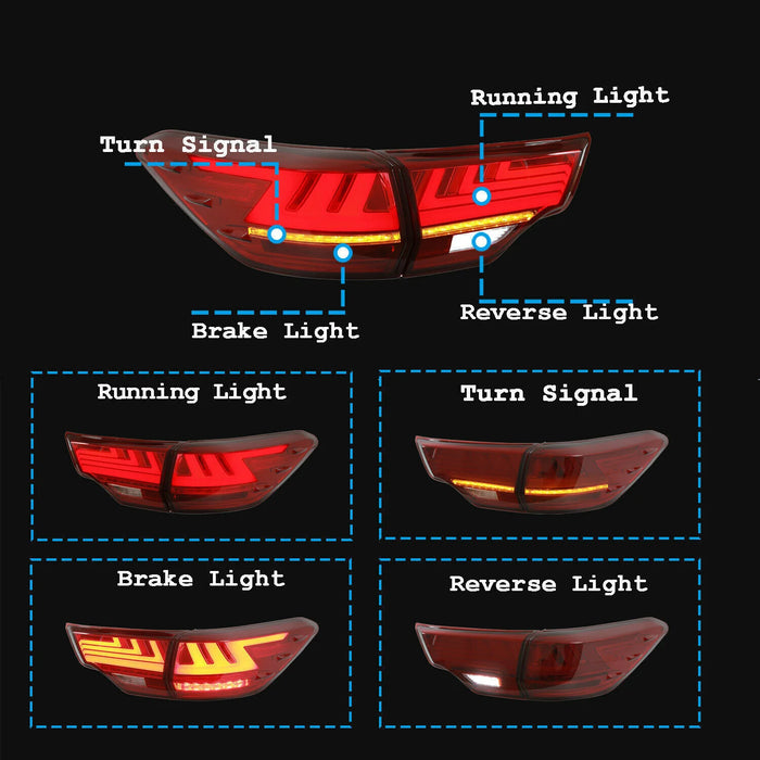 VLAND LED Taillights For 2014-2019 Toyota Highlander Assembly (Pair)