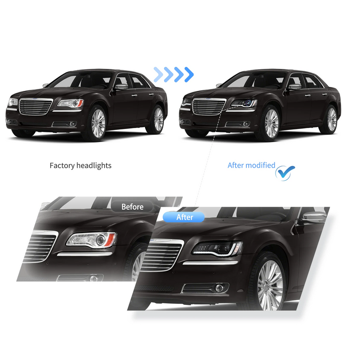 VLAND LED Projector Headllights For Chrysler 300/300C 2011-2023