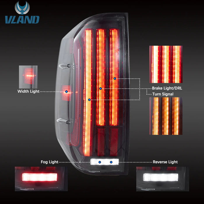 VLAND LED Tail Lights For Toyota Tundra 2014-2021 2nd Gen XK50 With Startup Animation DRL