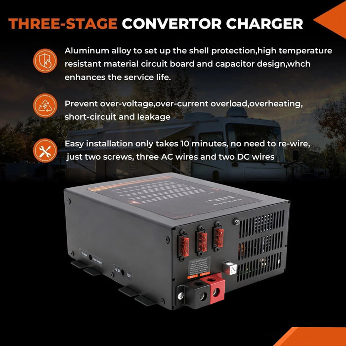 VLAND PM3-55LK 55A RV Power Converter Battery Charger 3-Stage For Camper Marine
