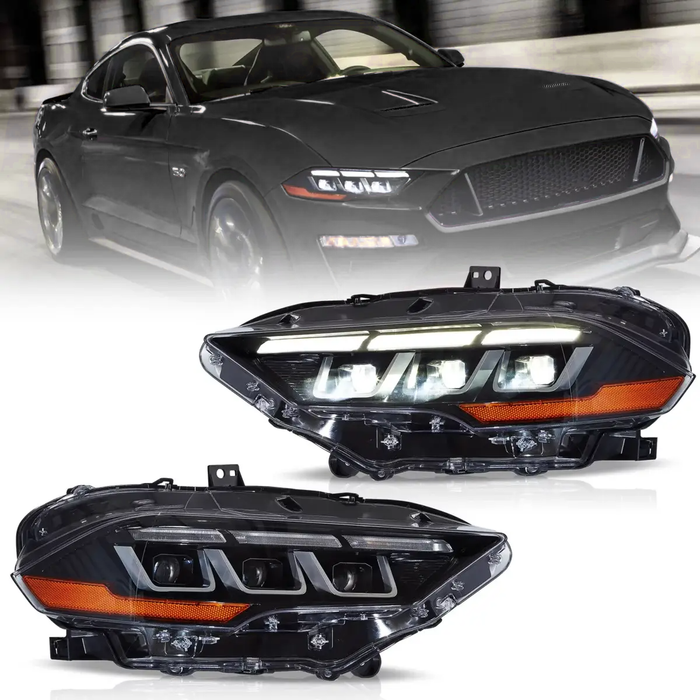 VLAND LED Dual Beam Headlights For Ford Mustang 2018-2024 With S650 Style [DOT.]