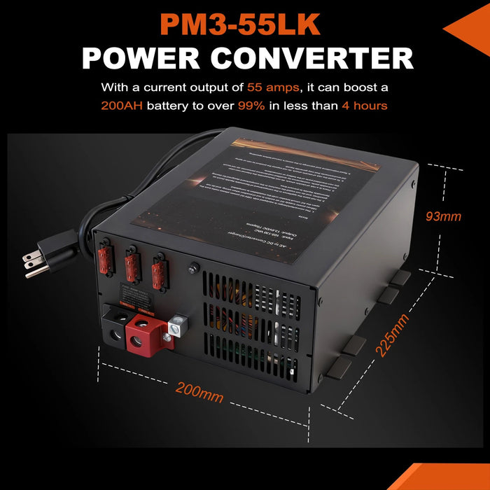 VLAND PM3-55LK 55A RV Power Converter Battery Charger 3-Stage For Camper Marine