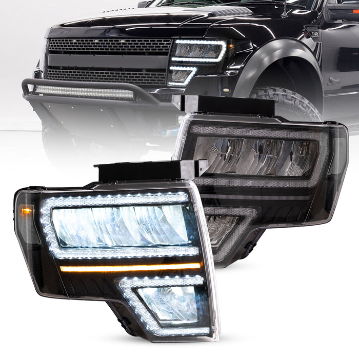 VLAND Full LED Reflector Headlights For Ford F150 Pickup 2009-2014 With DRL [DOT. SAE.]