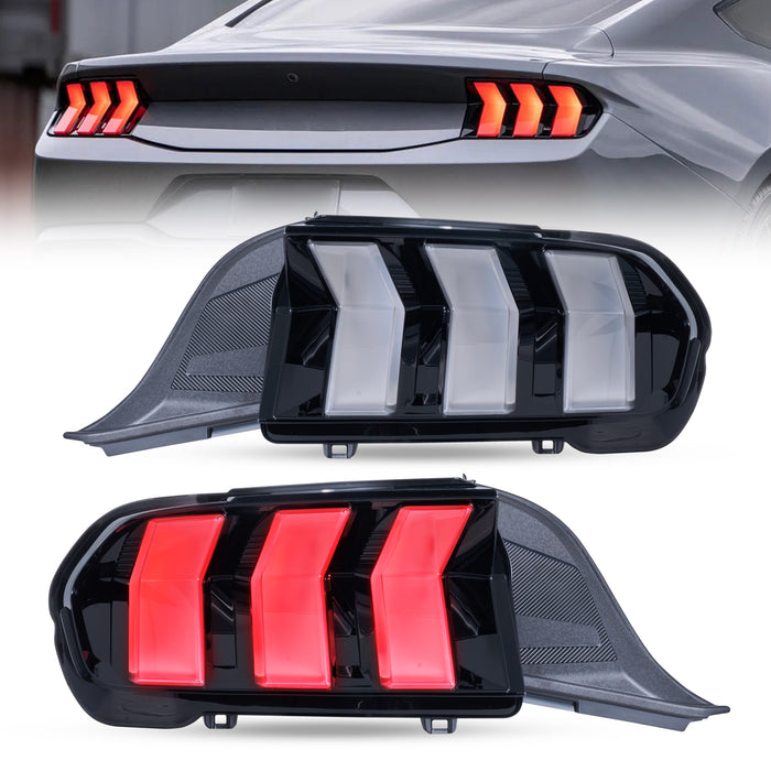 VLAND Full LED Tail Lights For Ford Mustang 2024-2025 with Red Sequential Turn Signal