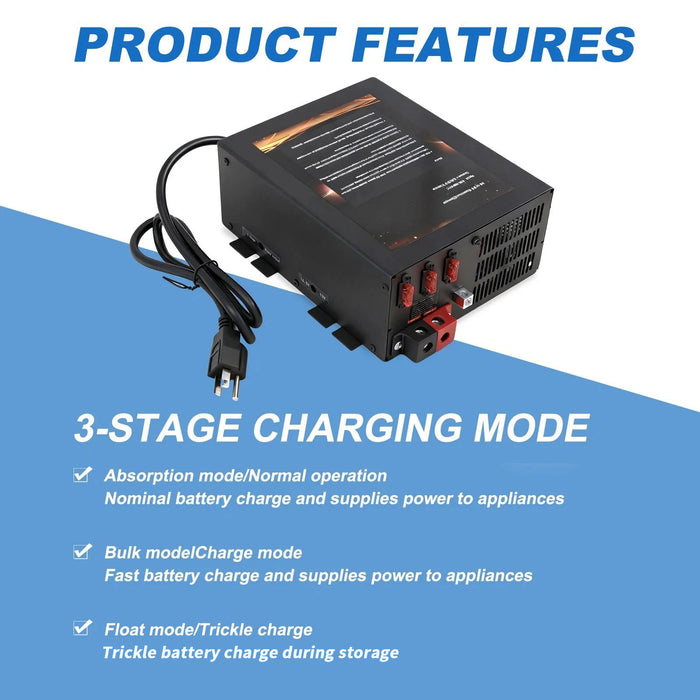 VLAND PM3-55LK 55A RV Power Converter Battery Charger 3-Stage For Camper Marine