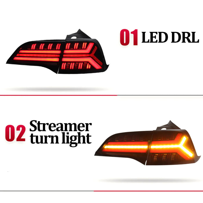 VLAND LED Taillights for Tesla Model 3 Model Y 2017-2022 With Sequential Indicators