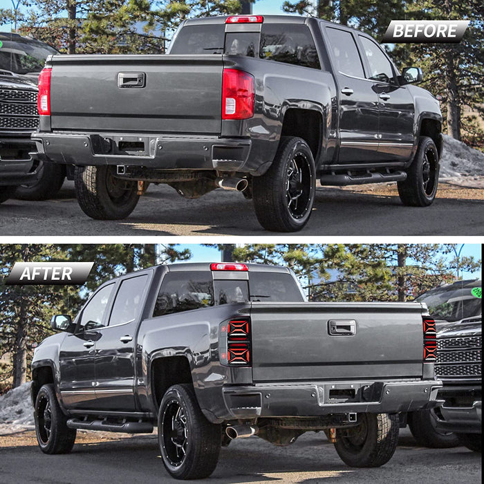 VLAND LED Tail Lights For Chevrolet Silverado 2014-2018 1500/2500/3500 3rd Gen With Dynamic Welcome Lighting [DOT.]