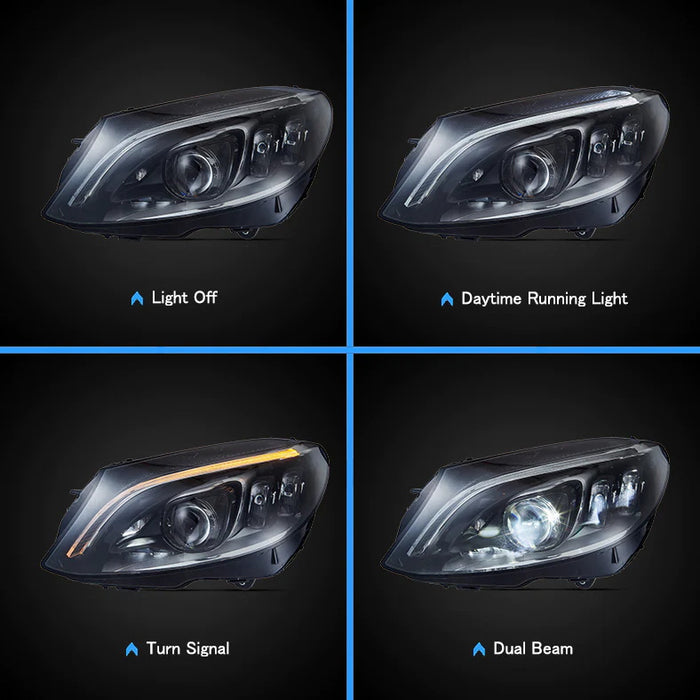 VLAND LED Projector Headlights For Mercedes Benz W205 C-Class 2015-2021 With Blue DRL