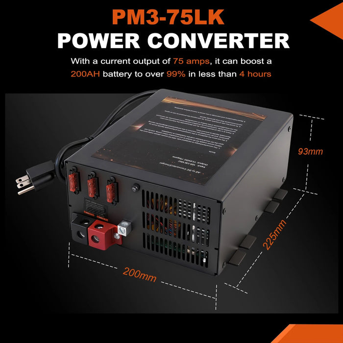 VLAND PM3-75LK RV Power Converter/Charger for RV AC 110v To DC 12v Converter