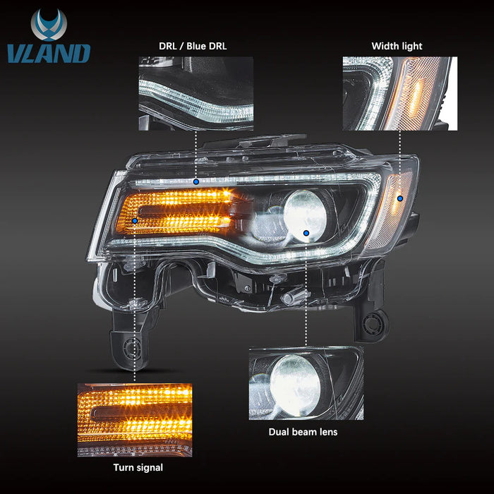 VLAND LED Headlights For Jeep Grand Cherokee WK2 2014-2021 4th Gen [DOT.]