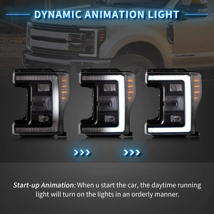 VLAND Full LED Headlights For Ford F250 F350 F450 F550 Super Duty 2017–2019