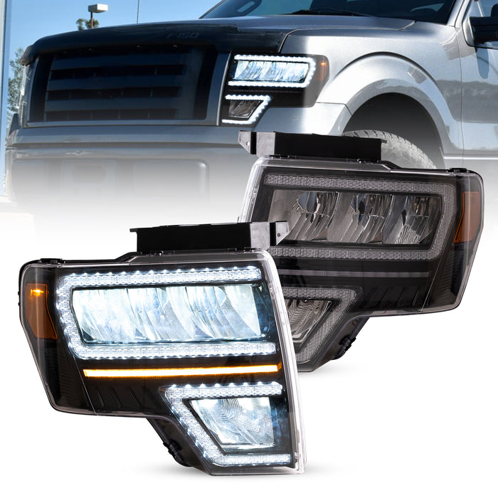 VLAND Full LED Reflector Headlights For Ford F150 Pickup 2009-2014 With DRL [DOT. SAE.]