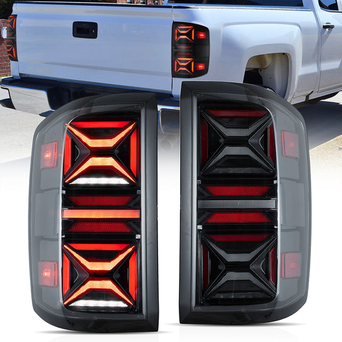 VLAND LED Tail Lights For Chevrolet Silverado 2014-2018 1500/2500/3500 3rd Gen With Dynamic Welcome Lighting [DOT.]