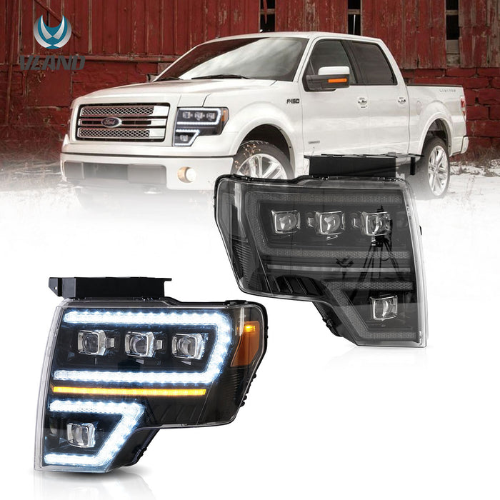 VLAND LED Projector Headlights For Ford F150 Pickup 2009-2014 With DRL [DOT. SAE.]