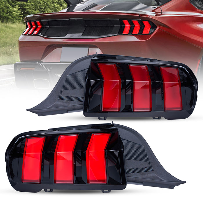 VLAND Full LED Tail Lights For Ford Mustang 2024-2025 with Red Sequential Turn Signal
