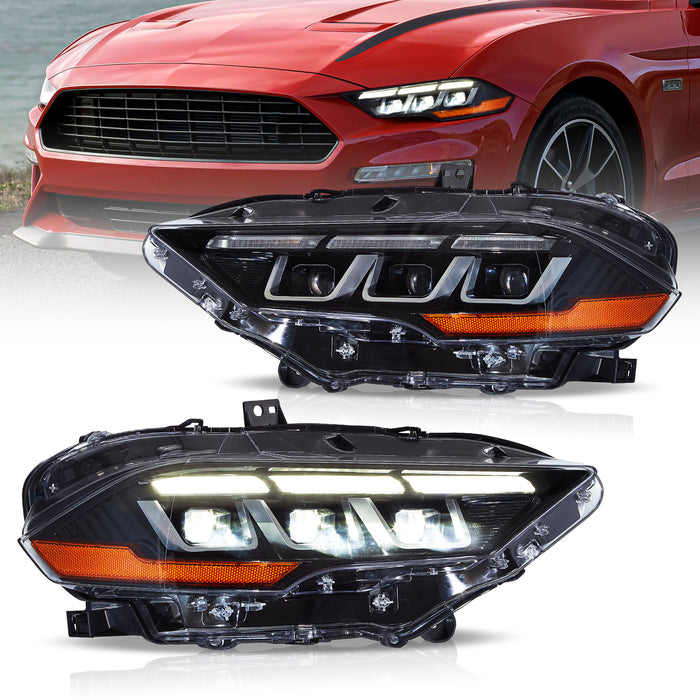 VLAND LED Dual Beam Headlights For Ford Mustang 2018-2024 With S650 Style [DOT.]