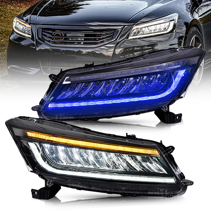 VLAND LED Headlights Honda Accord 2008-2012 8th Gen (NOT FOR 2-DOOR COUPE) With Blue Animation DRL