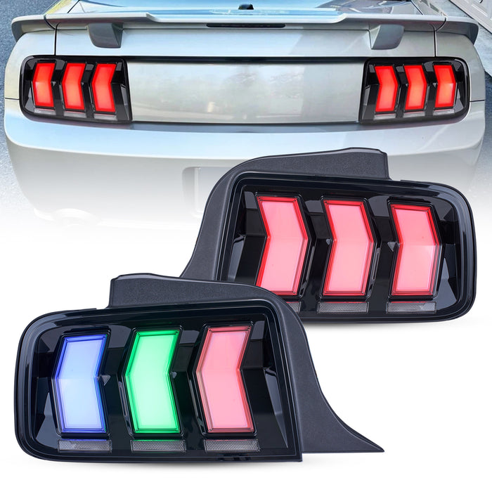 VLAND Full LED RGB Tail Lights For Ford Mustang 2005-2009 with Sequential Turn Signal