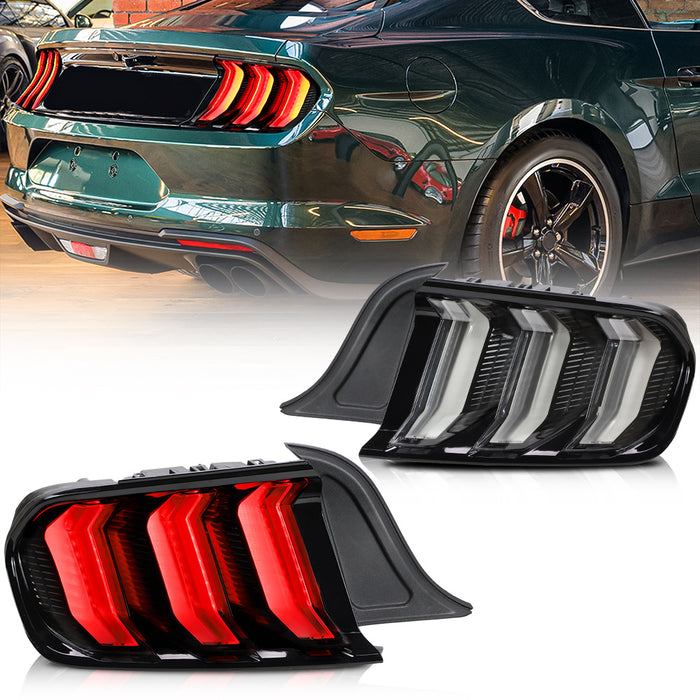 VLAND Full LED Tail Lights For Ford Mustang 2015-2023 with Sequential Turn Signal (5 modes switchable)[E-MARK,DOT.SAE.]